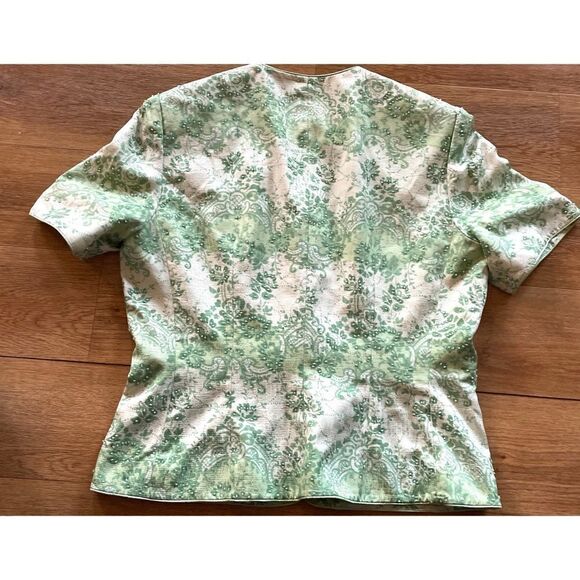 VTG Papell Women's Silk Mandarin Style Short Sleeve Top Size 12 - Picture 2 of 8